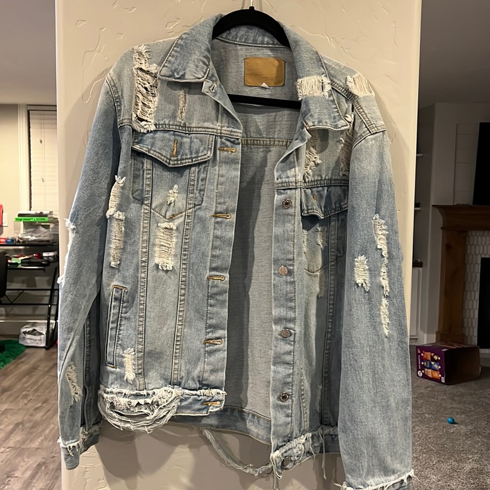 Oversized Distressed jean jacket
